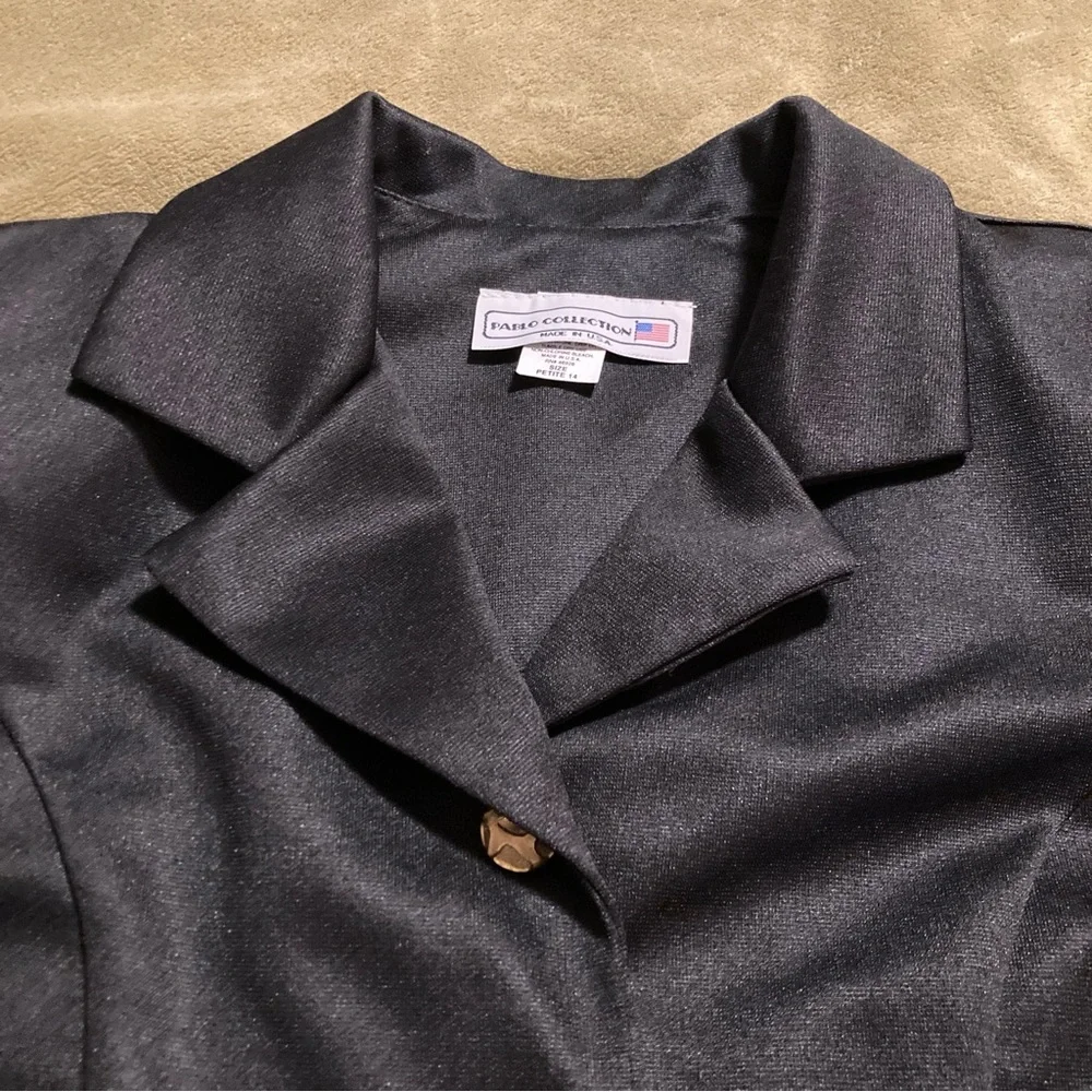 NWOT Pablo Collection Vintage 90s Short Sleeve Blouse & Midi Skirt Black Tan 14P